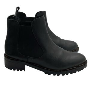 Fabianelli Black Leather Chelsea almond‎  Toe Boots Sizes39  US 9